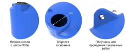 Емкость TOR 2000л под плотность до 1.2 г/см³ синяя