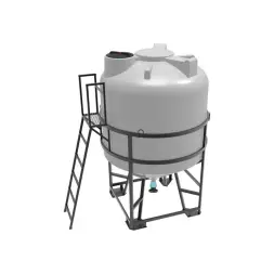 Емкость ЦКТ 5000 л с патрубком 90мм с фланцем под плотность до 1,2 г/см3 белая в обрешетке с лестницей