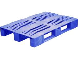Паллет (поддон) пластиковый перфорированный на 3-х полозьях, 1200х800х150 мм, синий [1200800150-02]