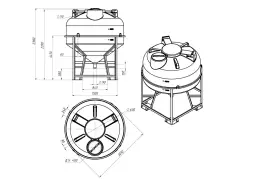 Емкость ЦКТ 3000 л с патрубком 90мм с фланцем под плотность до 1,2 г/см³ белая в обрешетке