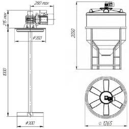 Емкость ФМ 1000 л в обрешетке с лопастной мешалкой
