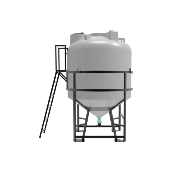 Емкость ЦКТ 5000 л с патрубком 90мм с фланцем под плотность до 1,5 г/см3 белая в обрешетке с лестницей