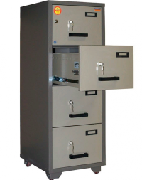 Шкаф металлический картотечный (картотека) огнестойкий VALBERG FC 4K-KK, A4, 4 ящика, 1500x545x653 мм
