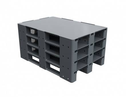 Паллет (поддон) пластиковый сплошной на 3-х полозьях, 1200x800x150 мм, серый [02.117F.91.PEF.S.]