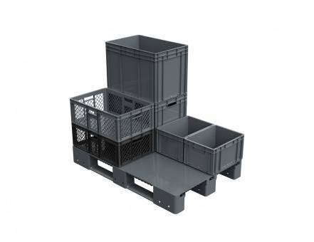 Паллет (поддон) пластиковый сплошной на 3-х полозьях, 1200x800x150 мм, серый [02.117F.91.PEF.S.]