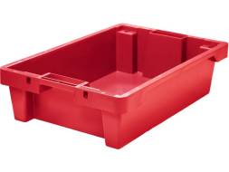 Ящик пластиковый со сплошными стенками и дном, 600х400х150 мм, красный [225-1]
