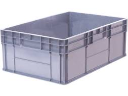 Ящик пластиковый сплошной с гладким дном и закрытыми ручками, 600x400x220 мм, серый [922.02.02.02]