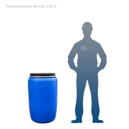 Бочка пластиковая с крышкой и металлическим обручем, 127 л, зеленый [22010005]