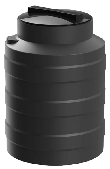 Бочка (емкость) пластиковая вертикальная с крышкой, 100 л, черный [TV100S1]
