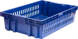 Ящик пластиковый перфорированный, 600x400x152 мм, 27 л, синий, [403-2]