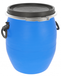 Бочка пластиковая с крышкой, металлическим обручем и ручками, 48 л, 320мм, синий [БП48.02/15]