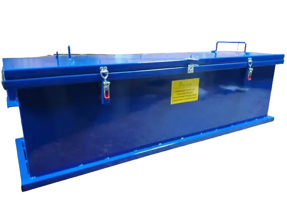 Горизонтальный герметичный специализированный контейнер для сбора, хранения, транспортировки отработанных ртутьсодержащих ламп: ЛБ 20, ЛБ 40, ДРЛ, ГСК 1250, 1250х600х400 мм (3 секции)