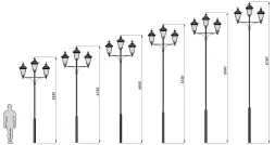 Стальной фонарный столб Ретро 3 мод.17 4,39 м