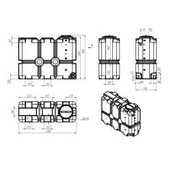 Емкость пластиковая для воды и дизельного топлива ST 2000 л с патрубками d100мм и откидной крышкой под плотность вещества до 1.0 г/см3, белый