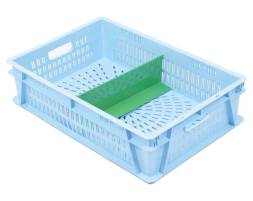 Ящик пластиковый с универсальной перегородкой (разделителем), 600x400x125 мм, голубой [600400000-1У]