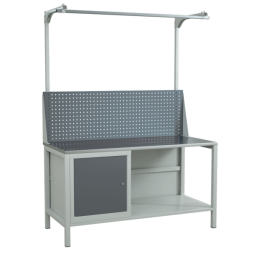 Верстак 1500 с распашной тумбой с полкой и экраном с консолями [17274]