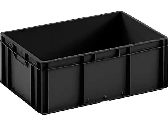 Евроконтейнер пластиковый сплошной ЕС 6422.2 R, 600x400x220 мм, 44 л, черный