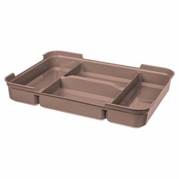 Ящик универсальный с замками и вставкой-органайзером Grand box, 15,3л, коричневый