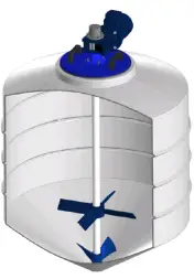 Емкость ФМ 500 в обрешетке с лопастной двухярусной Ж-Т мешалкой