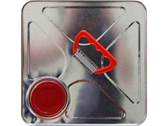 Канистра металлическая квадратная с пластиковой ручкой, 10 л, отверстие под берикап 42мм, серебристый [3784]