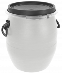 Бочка пластиковая с крышкой, металлическим обручем и ручками, 48 л, 320мм, белый [БП48.02-1/04]