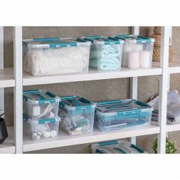 Ящик универсальный с замками и вставкой-органайзером Grand box, 6,65л, голубой