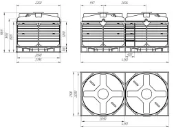 Кассета с полным сливом 10000 л (2х5000 л) краны с БРС 3"