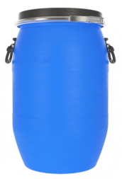 Бочка пластиковая с крышкой, металлическим обручем и ручками, 65 л, синий [БП65.02/04]