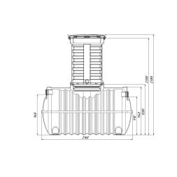 Автономная канализация Rostok Ground 4 с горловиной 1000 мм и принудительным отведением, 1800л, черный [001.1500.899.000]