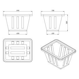 Ванна пластиковая пищевая с крышкой К, 200 л, HDPE, черный [121207.0200.899.000]