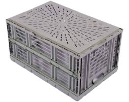 Ящик пластиковый складной перфорированный, 600х400х310 мм, серый [600400310-02]