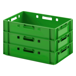Ящик пластиковый сплошной Е1 (евроформат) морозостойкий, 600х400х120 мм, зеленый [12.421.70.R]