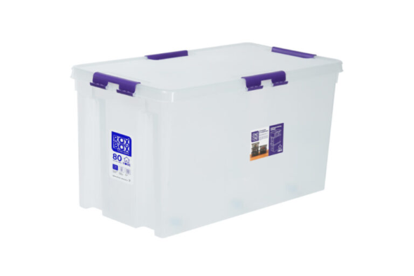 Контейнер с крышкой и клипсами Rox Box Home, 80л, 720x390x380 мм, прозрачный
