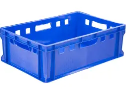 Ящик пластиковый мясной сплошной Е2 (евроформат), 600х400х200 мм, 42 л, синий [207-P]