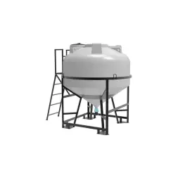 Емкость ЦКТ 3000 л с патрубком 160мм с фланцем белая в обрешетке с лестницей