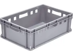 Ящик пластиковый мясной сплошной Е2 (евроформат), 600х400х200 мм, 42 л, серый [207-P]